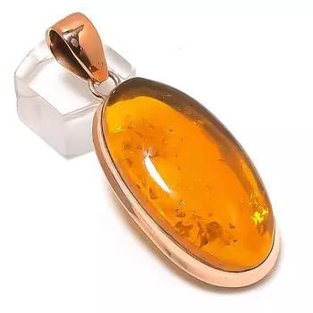 Baltic Amber Handmade Copper Jewelry Pendant 2.29 p5B77