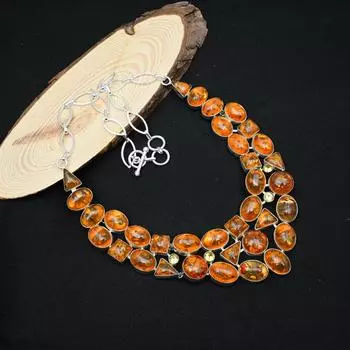 Балтийский янтарь, ожерелье с драгоценным камнем цитрин, ювелирные изделия ручной работы, дизайнерское ожерелье из стерлингового серебра 925 пробы, восхитительные ювелирные изделия для подарка на день рождения Adjustable With 18 Inches жёлтый