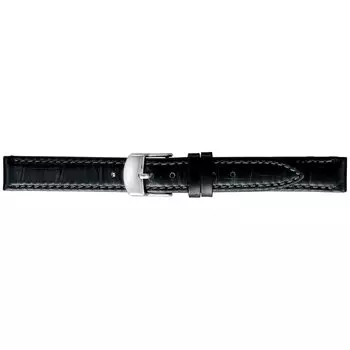 BAMBI Watch Band Cowhide Embossed Scotchgard Leather Strong Water Repellent 19mm Black Beautiful Lock Silver BKMB053AR