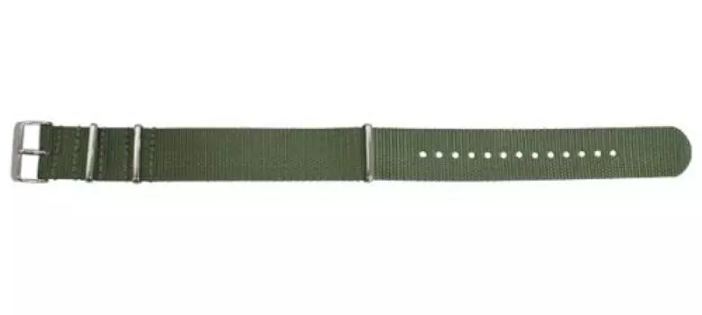 BAMBI Watch Band Nylon Army Green 18mm Beautiful Lock Silver BGA011OP