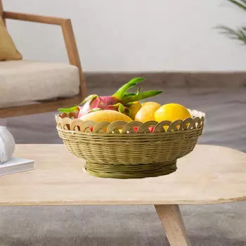 Бамбуковая корзина для еды, держатель для сервировки, многоцелевой круглый контейнер для хранения, стойка для фруктов для ресторана small