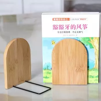 Bamboo Book Stand Desk Flapper Bookshelf Simple Log Texture School Book Folder Storage Rack Office Decor Renewable Resources