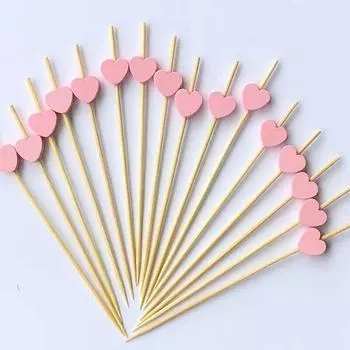 Bamboo Cute Toothpicks Disposable Fruit Skewers 100pcs Creative Flower Skewers Fruit Forks 12cm красный