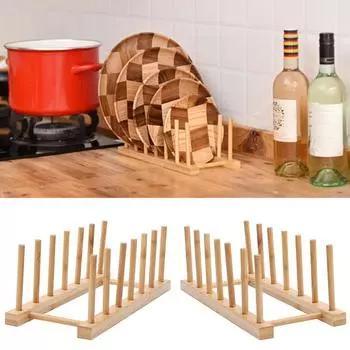Bamboo-Drying Storage Rack for Bowls Dish Multifunctional Drainer Plate Holder for Home Kitchen