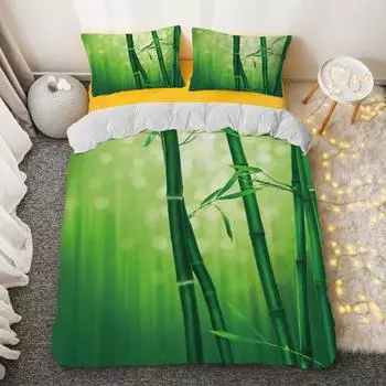 Комплект постельного белья из бамбука Green Nature Plant King Size, полиэстеровое одеяло с наволочкой для детей, мальчиков и девочек 70x133cm 2pcs