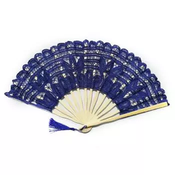 Bamboo Handle Embroidered Folding Fan European Style Dance Fan Vintage Lace Hand Fan Wedding