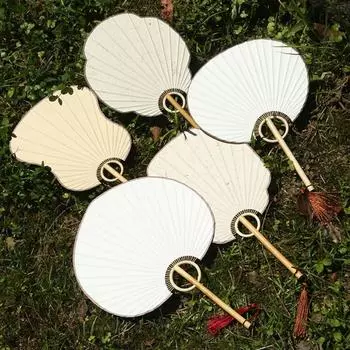 Bamboo Handle Japanese Style DIY Fan Handmade Hand Painted Fan Round Fan Painting Creation Style 3