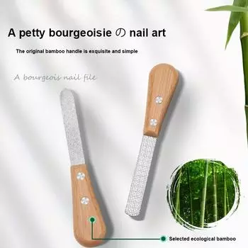 Bamboo Handle Professional-Grade Double-Sided Nail Files Stainless Steel Manicure Pedicure Grooming for Perfect Finger Toe Nail