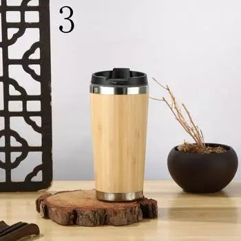 Bamboo Insulated Water Bottle 304 Stainless Steel Travel Cup Thermos Insulated Mug Coffee 3