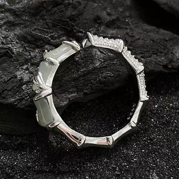 Bamboo Joint Design Couple Ring Elegant Opening Ring Classical Cuff Ring Festival Ornaments зелёный