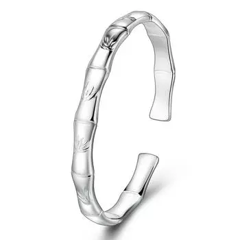 Bamboo News Peace Открытый браслет Женский этнический стиль Свежий бамбуковый узел Посеребренный браслет Adjustable size