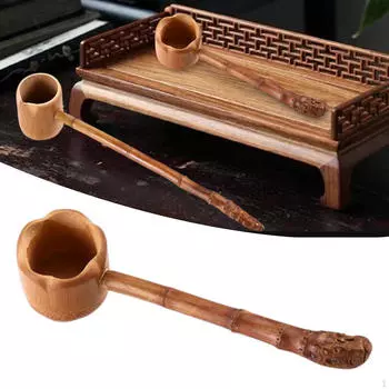 Bamboo Scoop Ergonomic Long Handle Tea Ceremony Accessory Easy to Clean for Home Kitchen 21cm