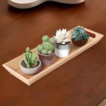 Bamboo Serving Tray Cosmetics Counter Bathroom Vanity for Living Room 30x16x4.5cm