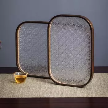 Bamboo Serving Tray,round Wooden Breakfast Tray Dinner Tray Decorative Coffee Tea Platter for Living Room Bedroom Kitchen