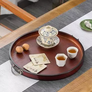 Bamboo Serving Tray, Solid Wood Breakfast Tray with Handles, Large Bamboo Food Tray Great for Dinner, Tea, Coffee, Bar, Parties M