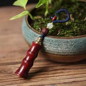 Bamboo Shape Car Chain Purple Sandalwood Bag Pendant Creative Retro Wooden Keychain Party коричневый