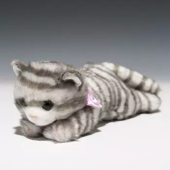 Bamboo Shoot Ribbon Cat Gray Plush Toy 15782