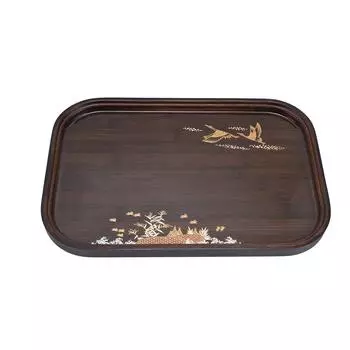 Bamboo Tea Tray Japanese Simple Novel Beautiful Resin Walnut Tea Tray for Home UseRounded Square