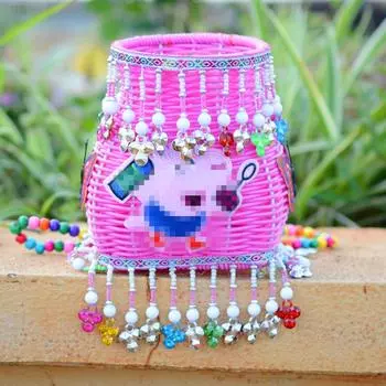 Корзина для рыбы из плетеных бамбуковых и ротанговых бусин, корзина для рюкзака из плетеных бусин с подвеской в виде колокольчика, настенное украшение для гостиницы, детский сад