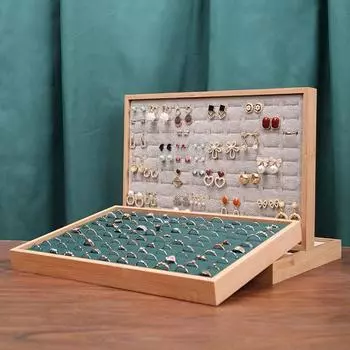 Бамбук, деревянная фланель, 100 колец, демонстрационные тарелки, серьги, кольца, кольца, хранение, сортировочные коробки, лотки для украшений жёлтый