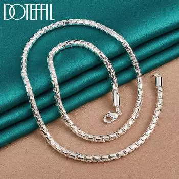 Бамбуковая цепочка 4 мм Ожерелье Подарок на вечеринку Ювелирные изделия из стерлингового серебра 925 пробы 45cm