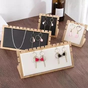 Бамбуковая деревянная подставка для хранения ожерелья и тарелки для ювелирных изделий для магазина, дома A D