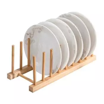 Бамбуковая деревянная полка для посуды, держатель для тарелок, кухонный шкаф для хранения, органайзер для блюда/тарелки/миски/чашки/крышки кастрюли/разделочной доски