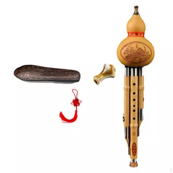 Бамбуковая флейта из тыквы Hulusi с сумкой для хранения, профессиональный традиционный духовой инструмент c key
