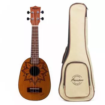 Бамбуковая гитара укулеле сопрано размер ананасовый тип шестерня колок спецификация чехол Coisla BU-21COI (Включено Мягкое) [Коричневый] коричневый