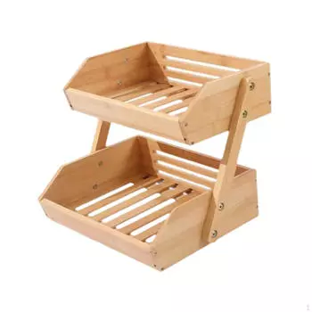 Бамбуковая корзина для фруктов, настольная корзина для хранения, полки для кладовой, стойка для закусок, 2 layer