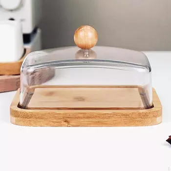Бамбуковая масленка с крышкой Многофункциональный контейнер-держатель для буфета, холодильника