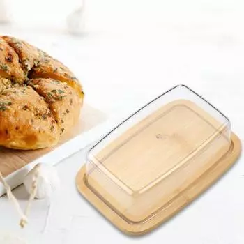 Бамбуковая масленка с крышкой, поднос для торта, большой держатель для мини-тортов, кухонный контейнер для хранения, коробка, доска для сыра, тарелки A