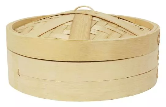 Бамбуковая пароварка Trifri, китайская посуда ручной работы, корзины для приготовления здоровой пищи, паровые корзины для пельменей 8x3.5 Inches бежевый