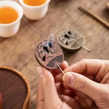 Бамбуковая печь из медного сплава, веер из тыквы, тарелка для пипы, курильница, небольшой ломтик ароматерапии Xiangyun, груша из гуся A