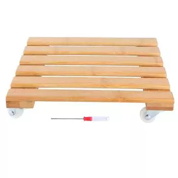 Бамбуковая передвижная полка для хранения цветов в горшках с подносом на колесах для наружного патио и сада