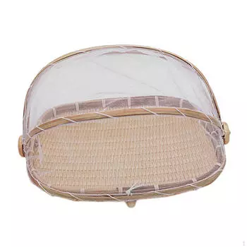 Бамбуковая плетеная корзина, палатка для подачи еды на завтрак, сетчатый чехол для 35cmx37cmx16cm