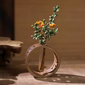 Бамбуковая резьба, прозрачная пробирка, ваза, украшение для стола, декоративная подставка для цветов 11,4x12,2 см для дома