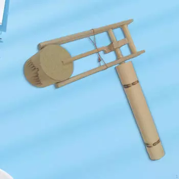 Бамбуковая ручная погремушка, вращающаяся вручную кастаньета, музыкальная обучающая с длинной ручкой, издающая звуки, ранняя