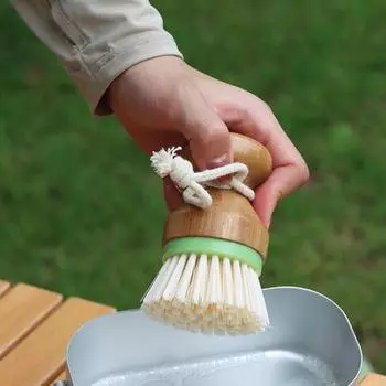 Бамбуковая щетка для мытья посуды, круглая щетка для ладоней, не царапающая нейлоновая щетина, щетка для чистки антипригарной посуды, экологически чистая кухонная мойка, скребок для кастрюль серый