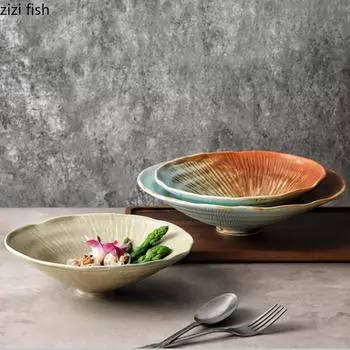 Бамбуковая шляпа Салатница Керамические обеденные тарелки Суповые тарелки Десертная тарелка Миска для лапши Поднос для фруктов Миски для еды Поднос для закусок Диск для сашими