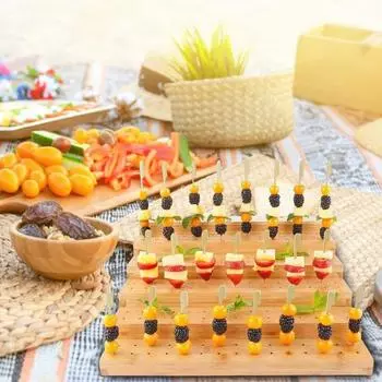 Бамбуковая стойка для шампуров, конструкция с 180 отверстиями, 6 слоев, экологически чистая легкая сборка, закуска