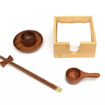 Бамбуковая столешница, держатель для салфеток, прочный деревянный квадратный обеденный стол в деревенском стиле, диспенсер для салфеток, контейнер для хранения, кухонные принадлежности