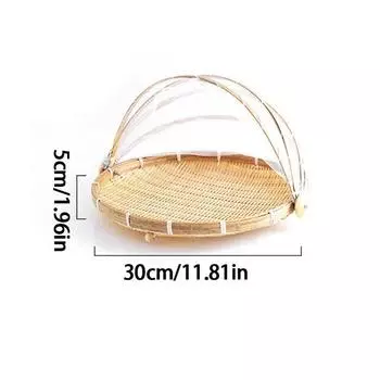 Бамбуковая тканая круглая сетка с защитой от насекомых, тканая вручную корзина для палатки для сервировки еды S
