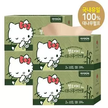 Бамбуковое кухонное полотенце Hello Kitty Toktok (130 листов х 4), популярный персонаж в Корее