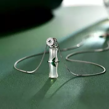 Бамбуковое ожерелье, медные монеты, этнический стиль, цепочка на ключицу, ощущение легкой роскоши, белый нефритовый костный мозг