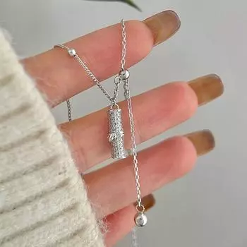 Бамбуковое ожерелье Niche Design Bamboo Stick Tassel Collarbone Chain Женская легкая роскошная темпераментная High-end