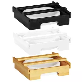 Бамбуковые бумажные тарелки, диспенсеры, лоток для бумаги, стеллаж для хранения кухонной вертикальной тарелки светло-коричневого