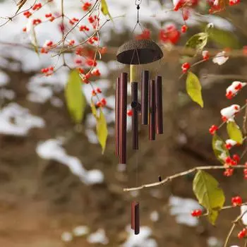 Бамбуковые колокольчики из кокосовой скорлупы, уличные бамбуковые колокольчики для украшения двора и сада, светлая цветная кокосовая скорлупа, 5 трубок коричневый