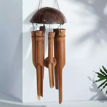 Бамбуковые колокольчики кокоса подвеска ручной работы Fair Trade Wind Chime Outdoor by Gifts Длинные подвесные украшения для сада