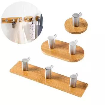 Бамбуковые крючки для полотенец из нержавеющей стали, присоски, декоративная полка для ванной и кухни 5*5*3cm